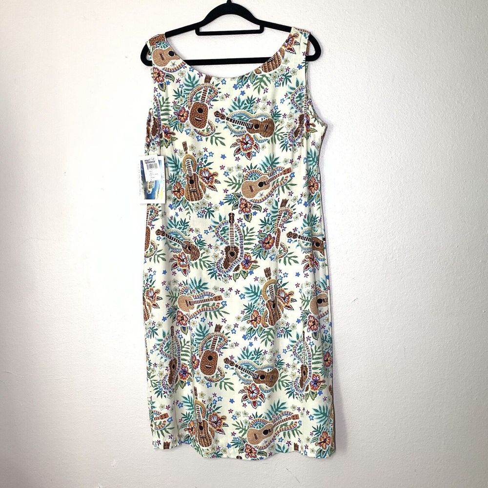Vintage Reyn Spooner Art of Eddy Y Mini Dress Women's size M Ukulele Hawaiian